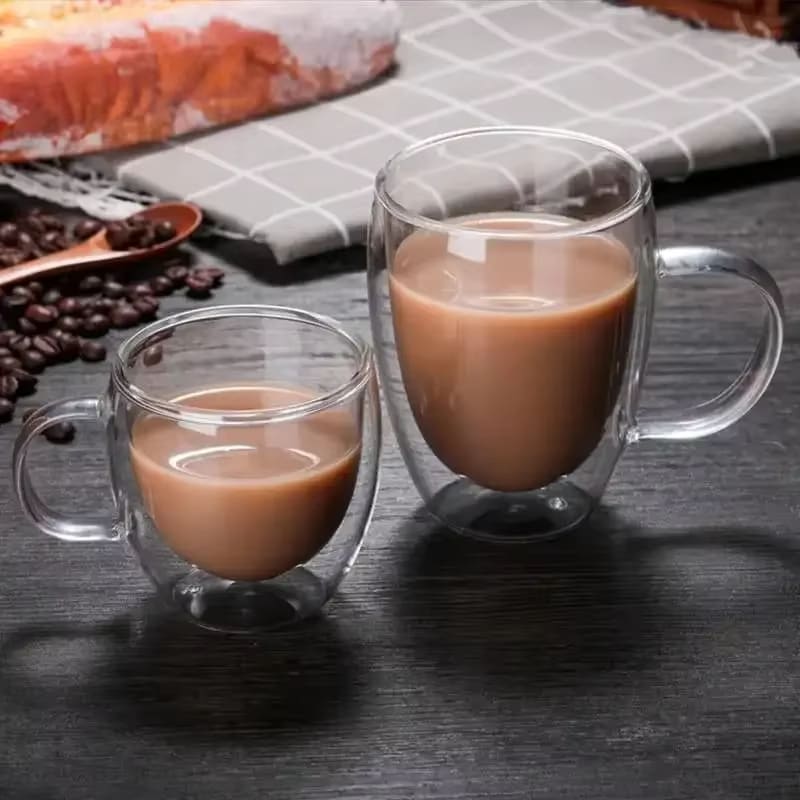 Caneca de Vidro com Parede Dupla para Café e Chá - Ideal para Cantinho do Café