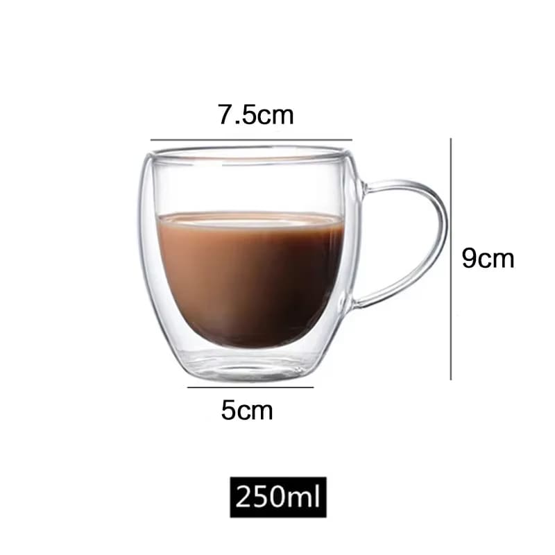 Caneca de Vidro com Parede Dupla para Café e Chá - Ideal para Cantinho do Café