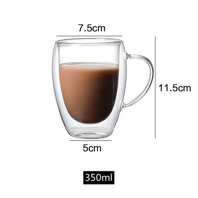 Caneca de Vidro com Parede Dupla para Café e Chá - Ideal para Cantinho do Café