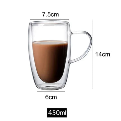 Caneca de Vidro com Parede Dupla para Café e Chá - Ideal para Cantinho do Café