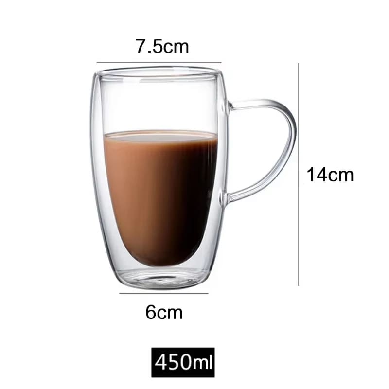 Caneca de Vidro com Parede Dupla para Café e Chá - Ideal para Cantinho do Café