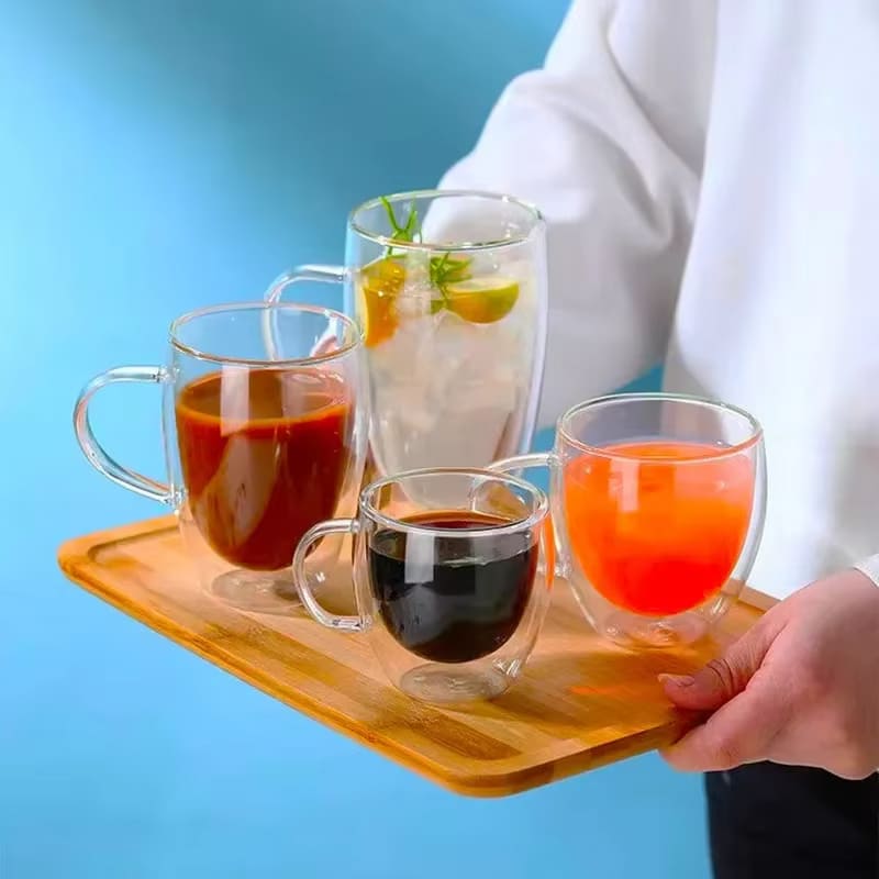 Caneca de Vidro com Parede Dupla para Café e Chá - Ideal para Cantinho do Café