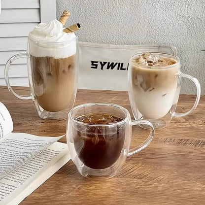 Caneca de Vidro com Parede Dupla para Café e Chá - Ideal para Cantinho do Café