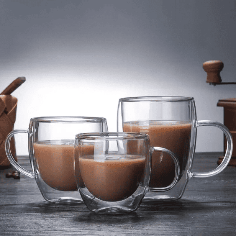 Caneca de Vidro com Parede Dupla para Café e Chá - Ideal para Cantinho do Café