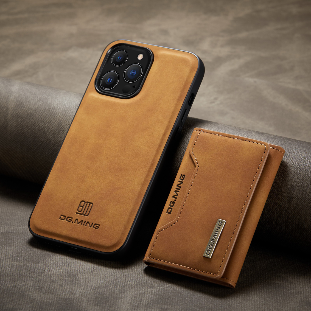 Capa Ultra Fina para iPhone de Couro com Carteira Magnética 2 em 1