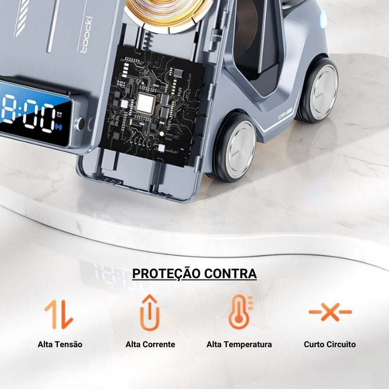 Carregador Indução Sem Fio para Carro - Compatível com iPhone, Samsung e Huawei