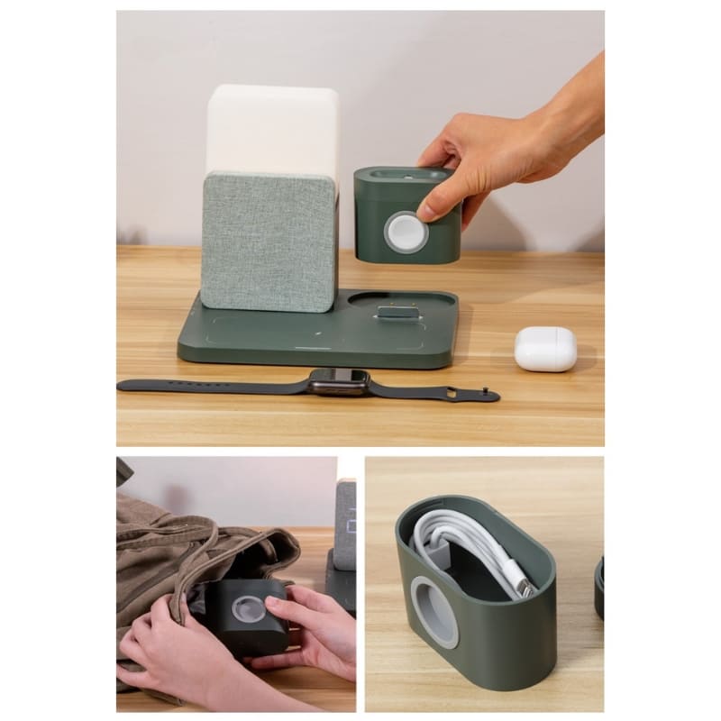 Carregador Indutivo com Luminária de Mesa e Função Despertador