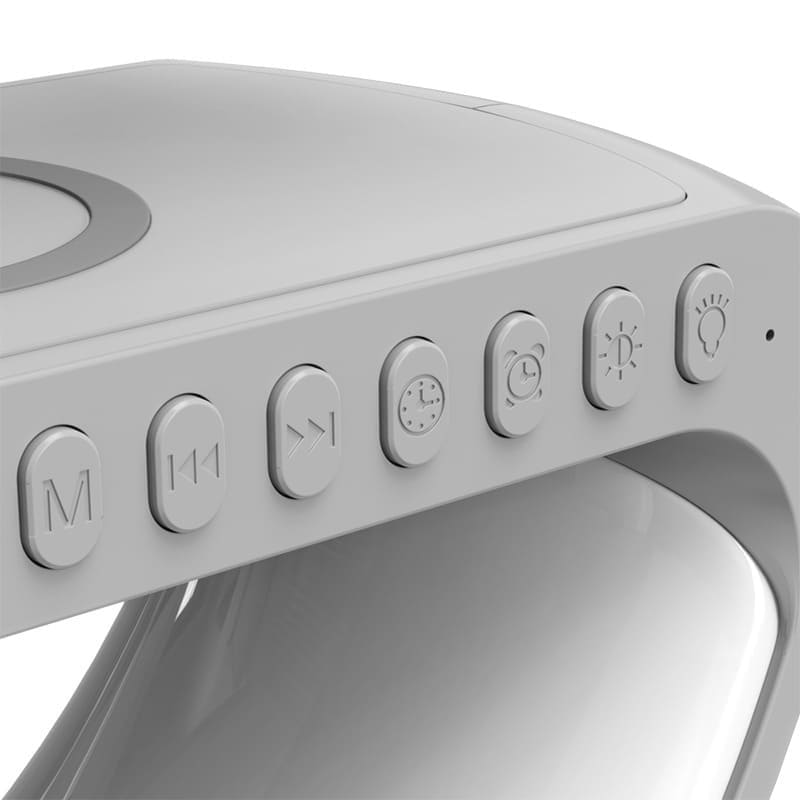 Carregador Indutivo para iPhone e Samsung com Despertador e Luminária Integrados