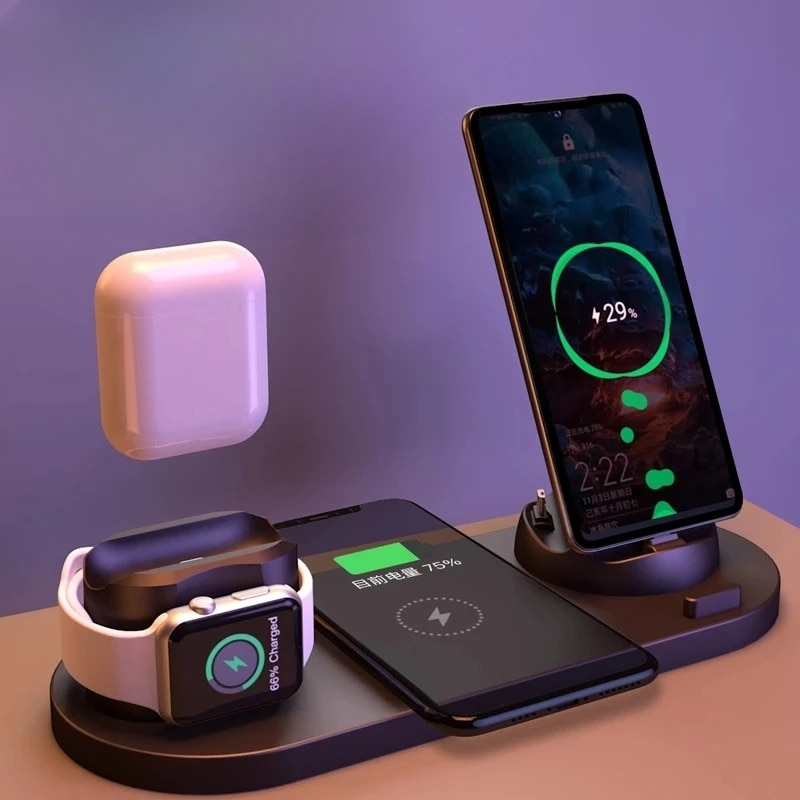Carregador Sem Fio 7 em 1 - Carregamento Rápido 2.0 para Dispositivos Móveis