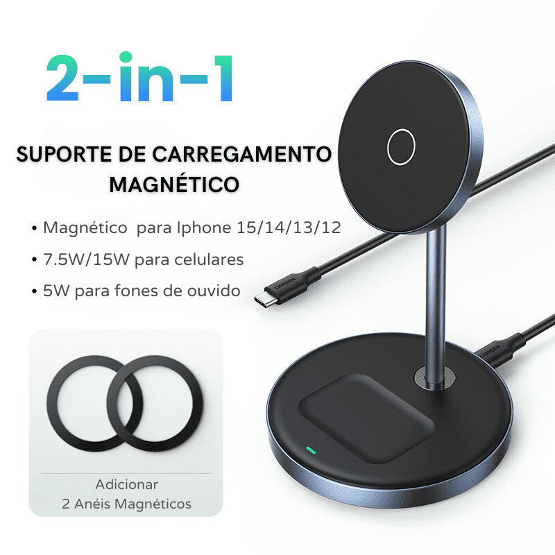 Carregador Sem Fio Magnético para iPhone e AirPods - Base de Indução