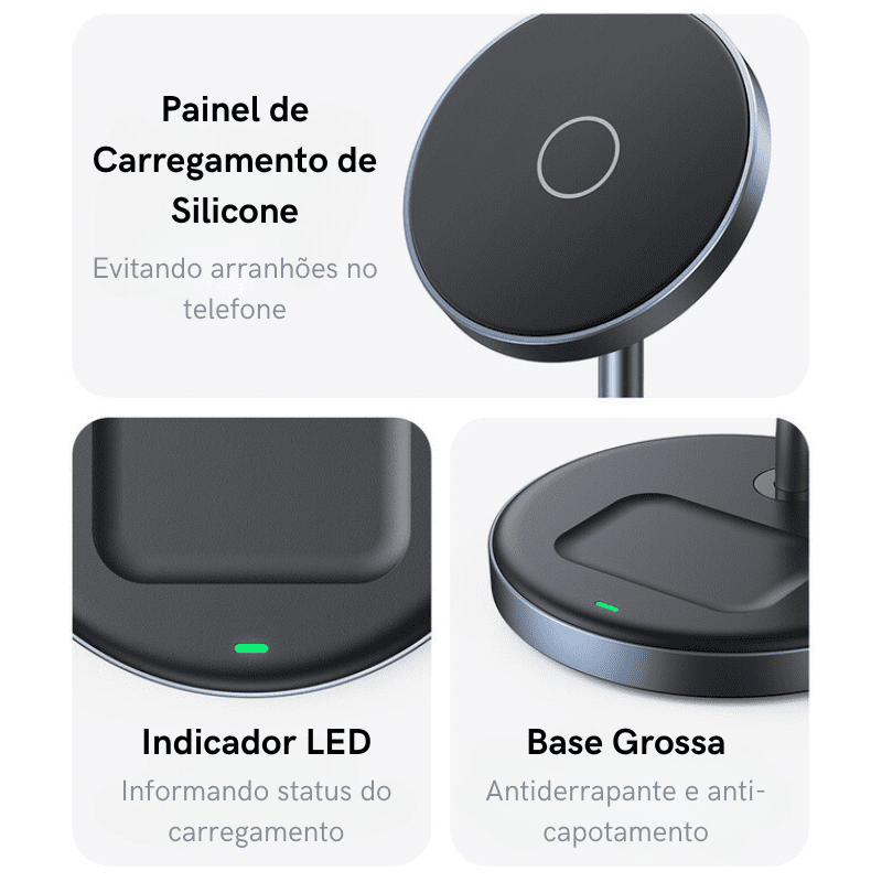 Carregador Sem Fio Magnético para iPhone e AirPods - Base de Indução