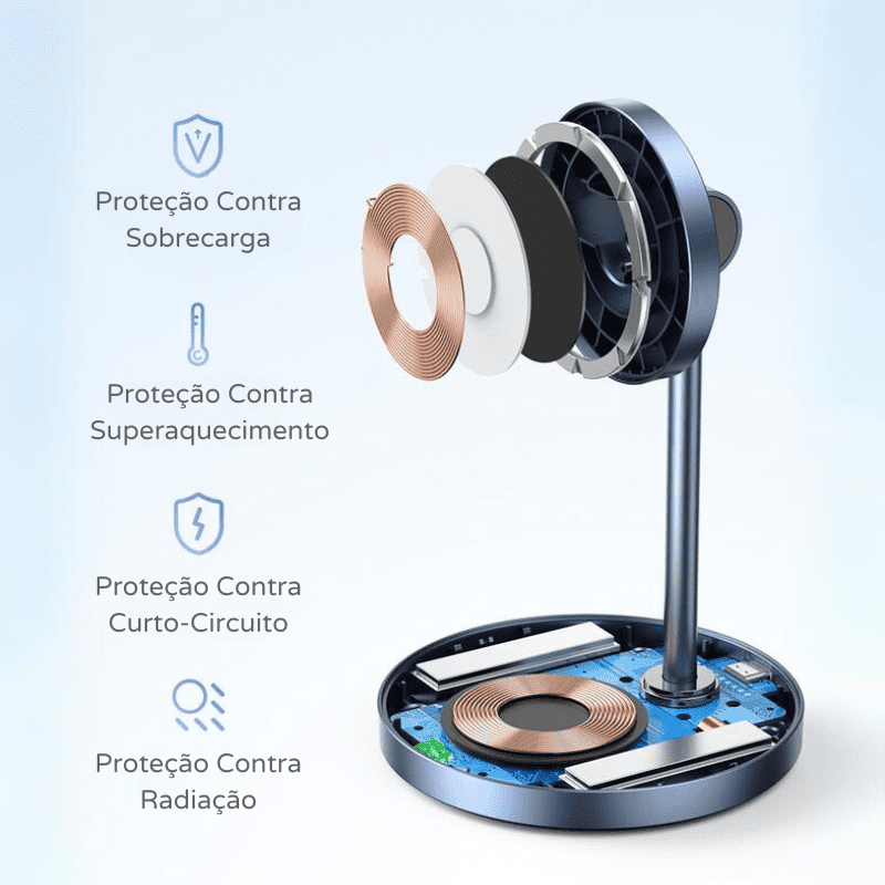 Carregador Sem Fio Magnético para iPhone e AirPods - Base de Indução