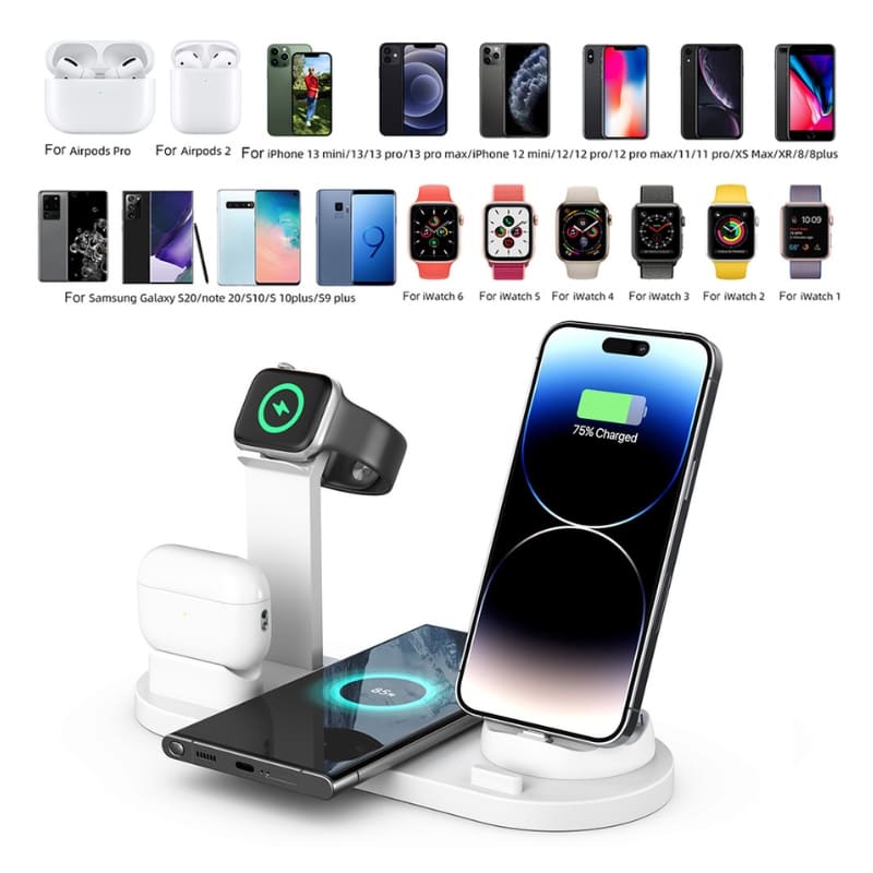 Carregador Sem Fio Multifuncional para iPhone e Samsung - Indução Rápida e Eficiente