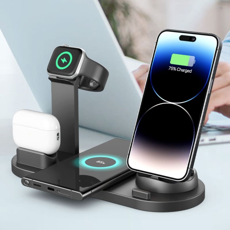 Carregador Sem Fio Multifuncional para iPhone e Samsung - Indução Rápida e Eficiente