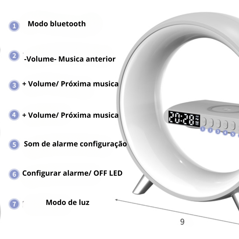 Carregador Sem Fio Rápido com Luz LED RGB - Carregamento Eficiente