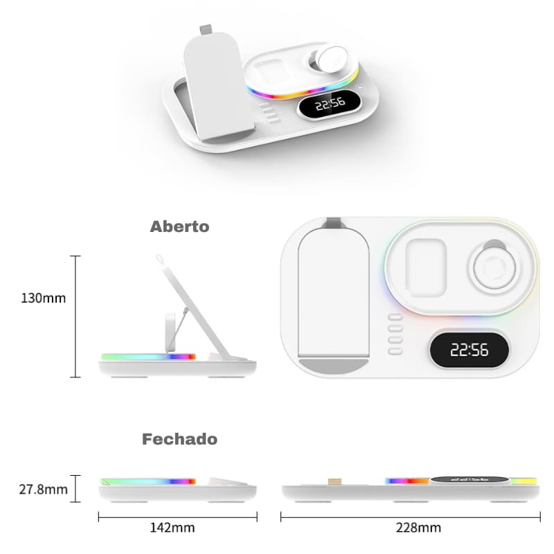 Carregador Sem Fio por Indução para iPhone, Samsung e Huawei