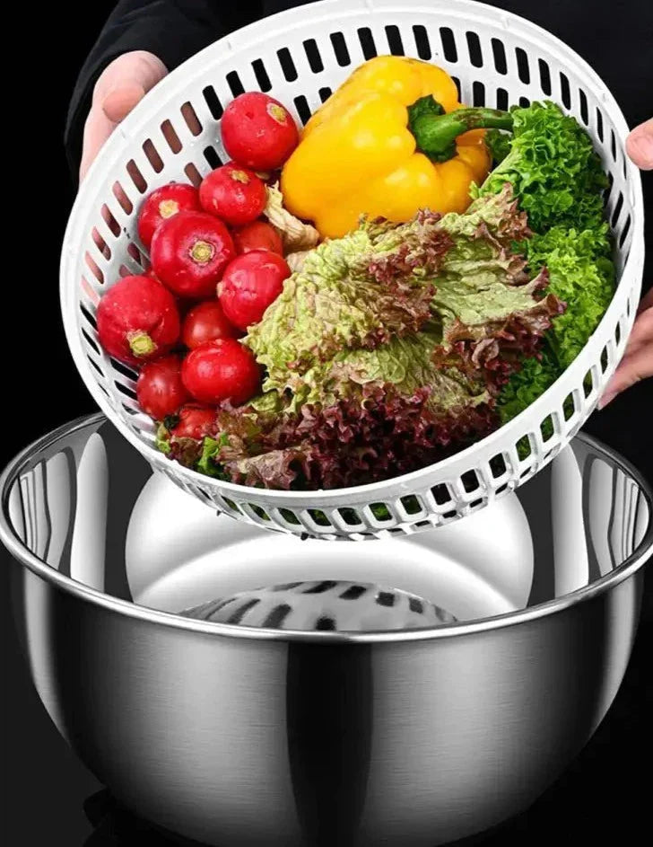 Centífuga de Salada com Bowl em Aço Inoxidável - Eficiente e Durável