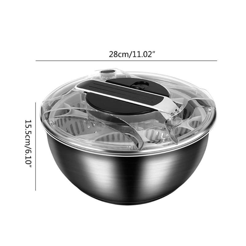 Centrifuga Secadora de Ensalada de Acero Inoxidable - Bowl para Secado de Verduras