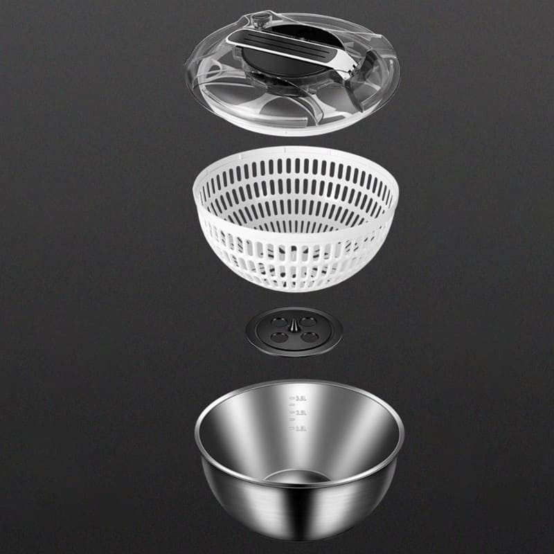 Centrifuga Secadora de Ensalada de Acero Inoxidable - Bowl para Secado de Verduras