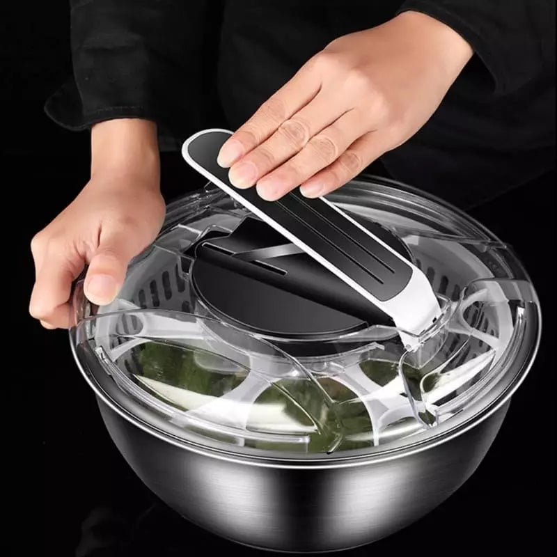 Centrifuga Secadora de Ensalada de Acero Inoxidable - Bowl para Secado de Verduras