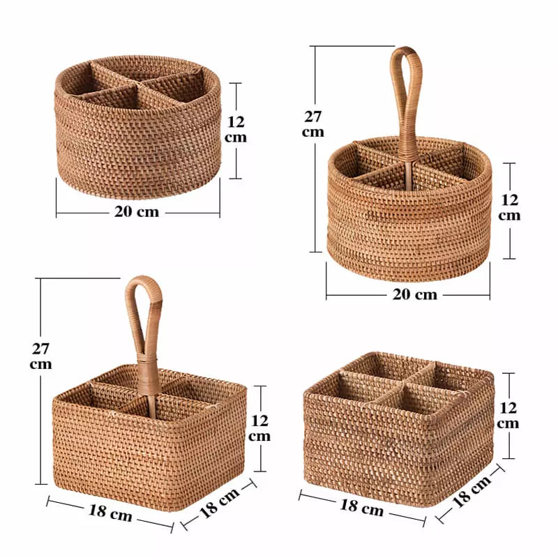 Cesta de Armazenamento de Vime em Rattan Artesanal - Organizador Decorativo