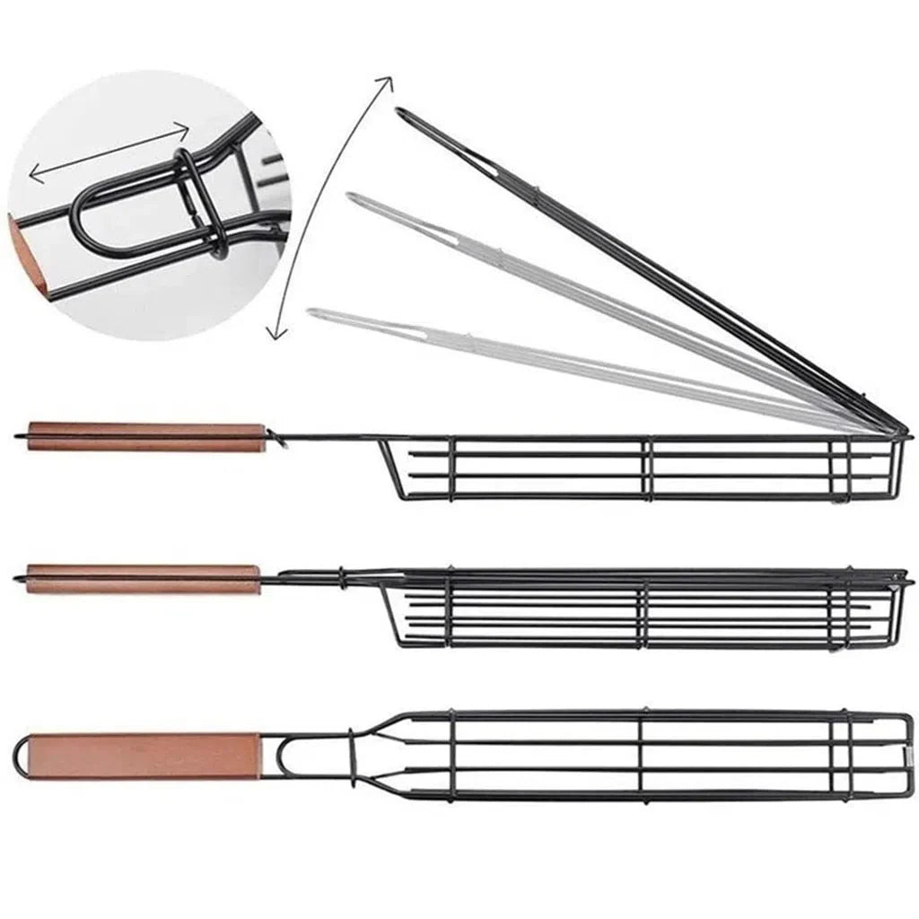Cesta de Grelhar para Churrasco em Aço Inoxidável
