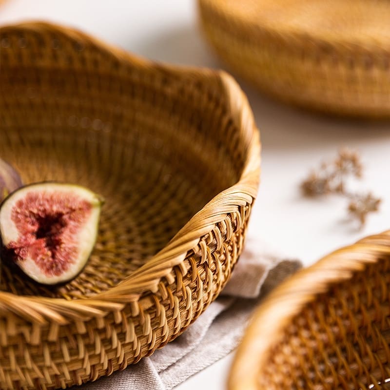 Cesta de Vime de Rattan Artesanal para Decoração e Armazenamento