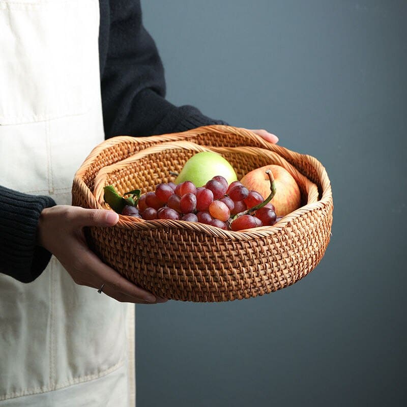 Cesta de Vime de Rattan Artesanal para Decoração e Armazenamento