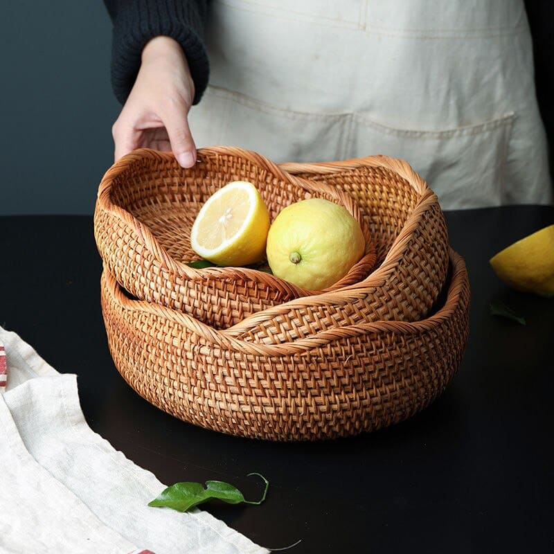 Cesta de Vime de Rattan Artesanal para Decoração e Armazenamento