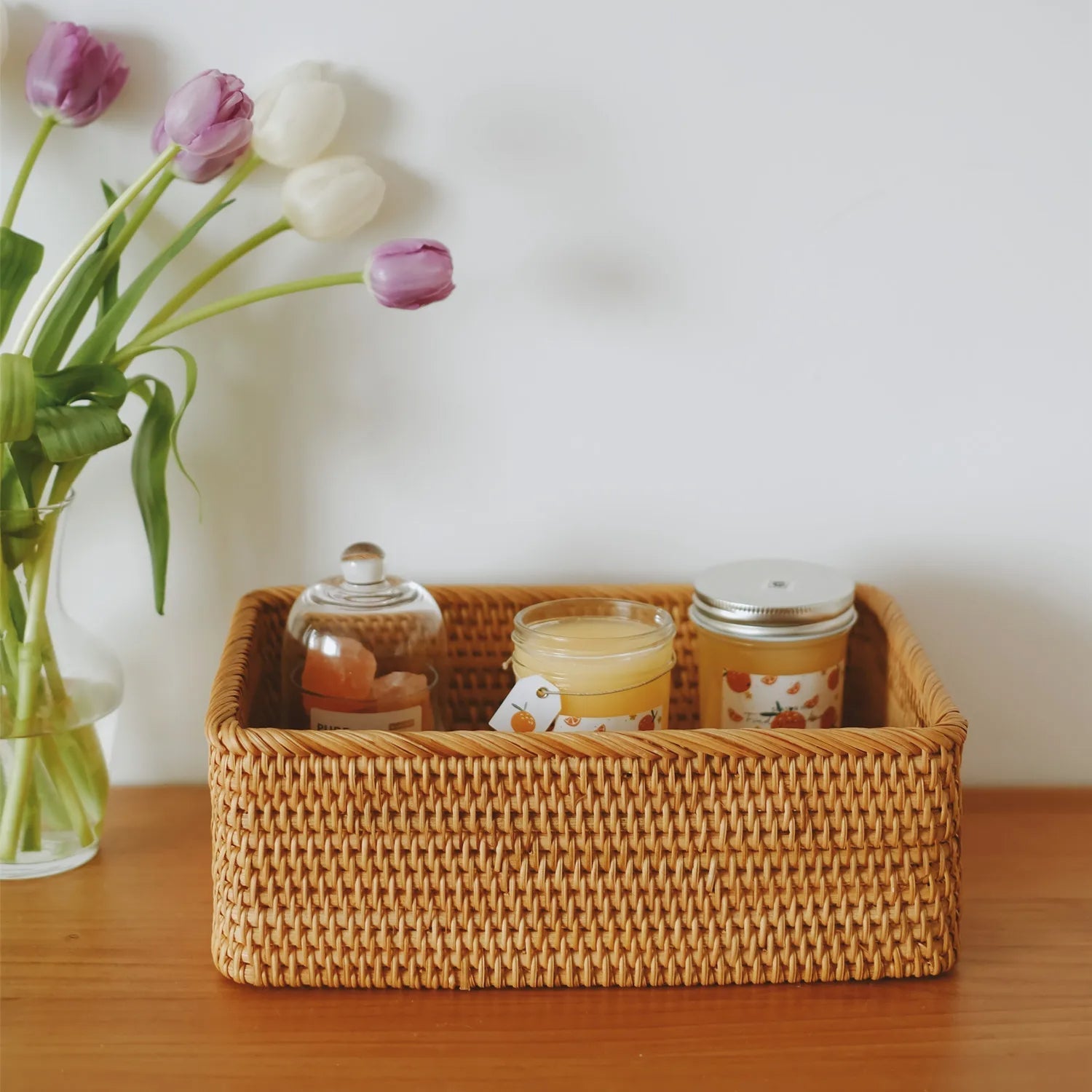 Cesto Organizador de Vime para Banheiro - Multiuso e Decorativo