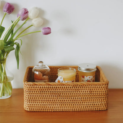 Cesto Organizador de Vime para Banheiro - Multiuso e Decorativo