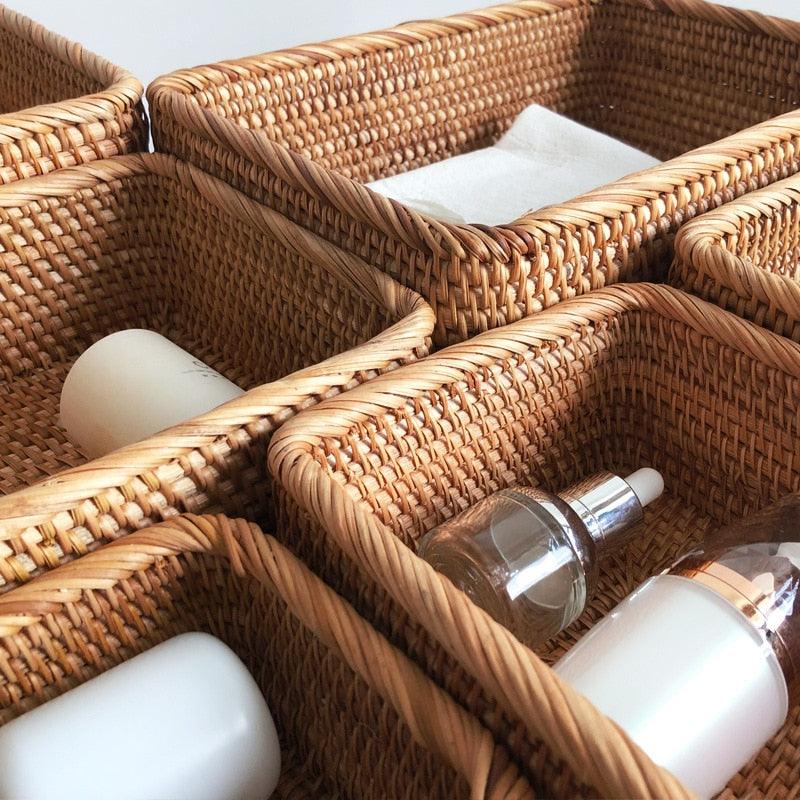 Cesto Organizador de Vime para Banheiro - Multiuso e Decorativo