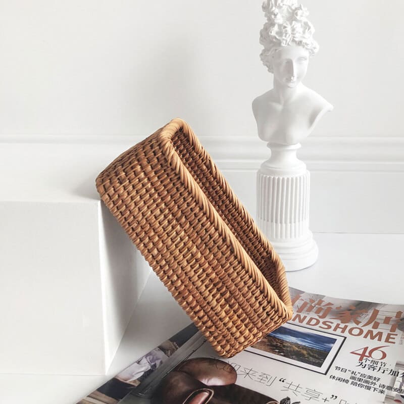 Cesto de Palha Rattan Artesanal Feito à Mão