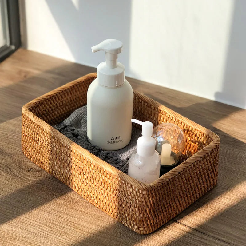 Cesto de Vime Multiuso para Banheiro - Organizador Decorativo