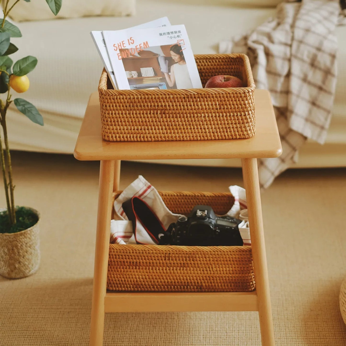 Cesto de Vime Multiuso para Banheiro - Organizador Decorativo