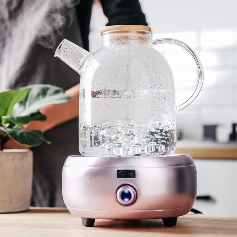 Chaleira de Vidro Borossilicato com Tampa de Bambu - Ideal para Infusões e Chás
