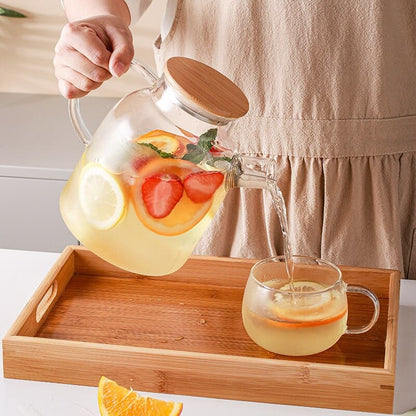 Chaleira de Vidro Borossilicato com Tampa de Bambu - Ideal para Infusões e Chás