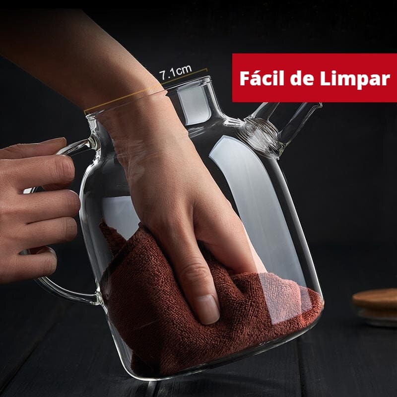 Chaleira de Vidro Borossilicato com Tampa de Bambu - Ideal para Infusões e Chás