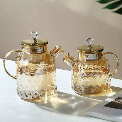Chaleira de Vidro Borossilicato com Tampa de Inox - Design Diamond