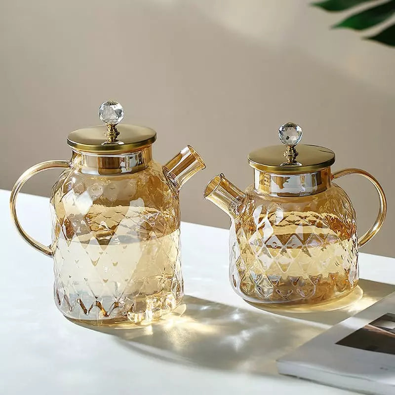 Chaleira de Vidro Borossilicato com Tampa de Inox - Design Diamond