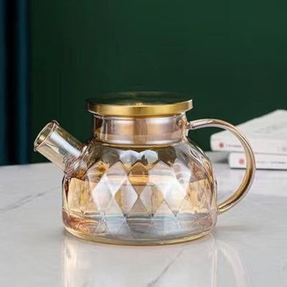 Chaleira de Vidro Borossilicato com Tampa de Inox - Design Diamond