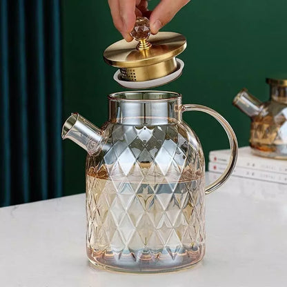 Chaleira de Vidro Borossilicato com Tampa de Inox - Design Diamond