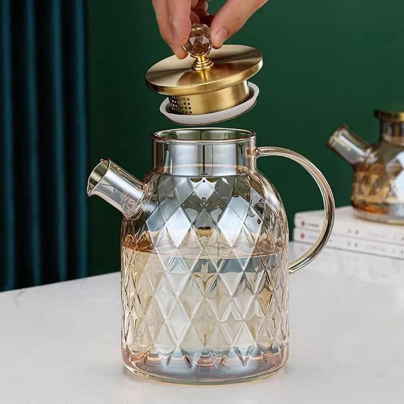 Chaleira de Vidro Borossilicato com Tampa de Inox - Design Diamond