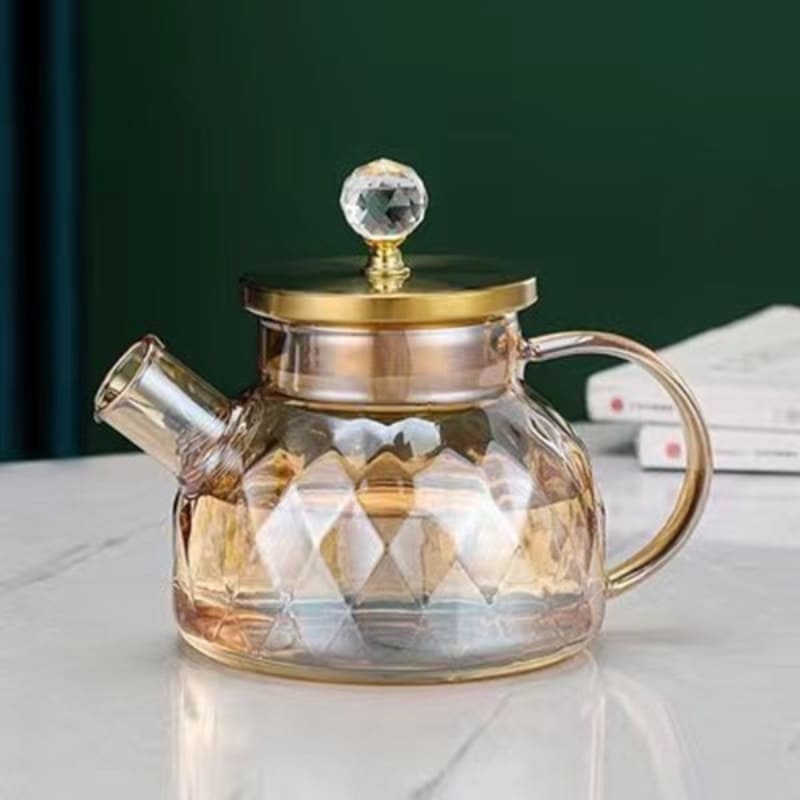 Chaleira de Vidro Borossilicato com Tampa de Inox - Design Diamond