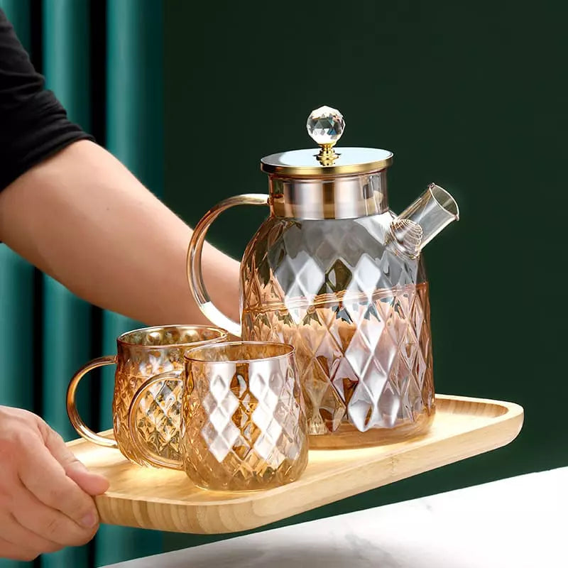 Chaleira de Vidro Borossilicato com Tampa de Inox - Design Diamond