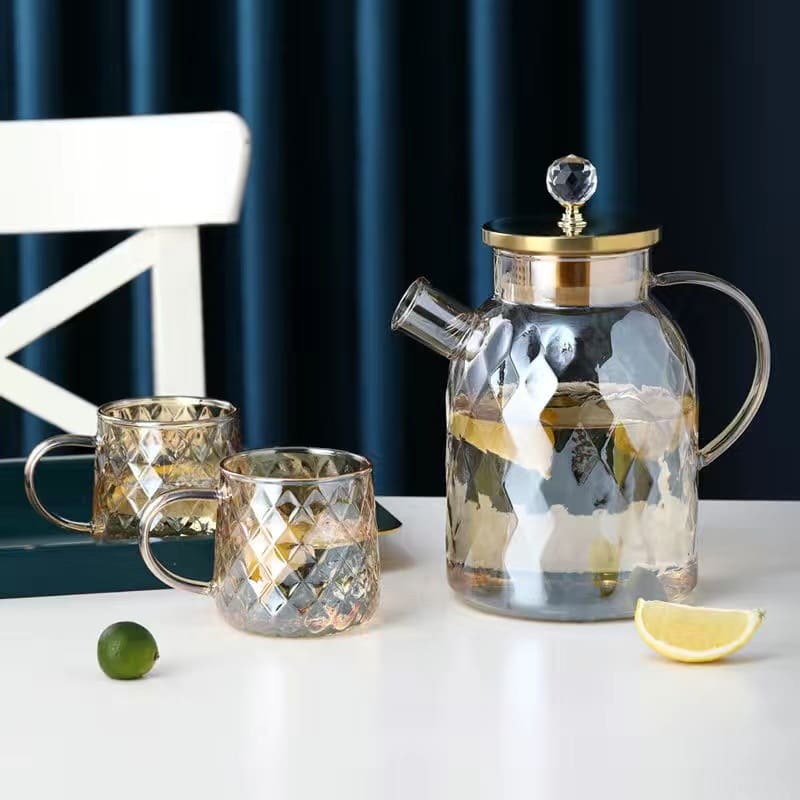 Chaleira de Vidro Borossilicato com Tampa de Inox - Design Diamond