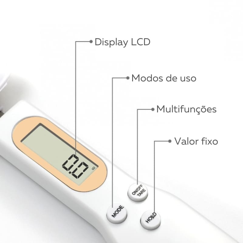 Colher Medidora Digital com Balança Integrada - Precisão na Cozinha
