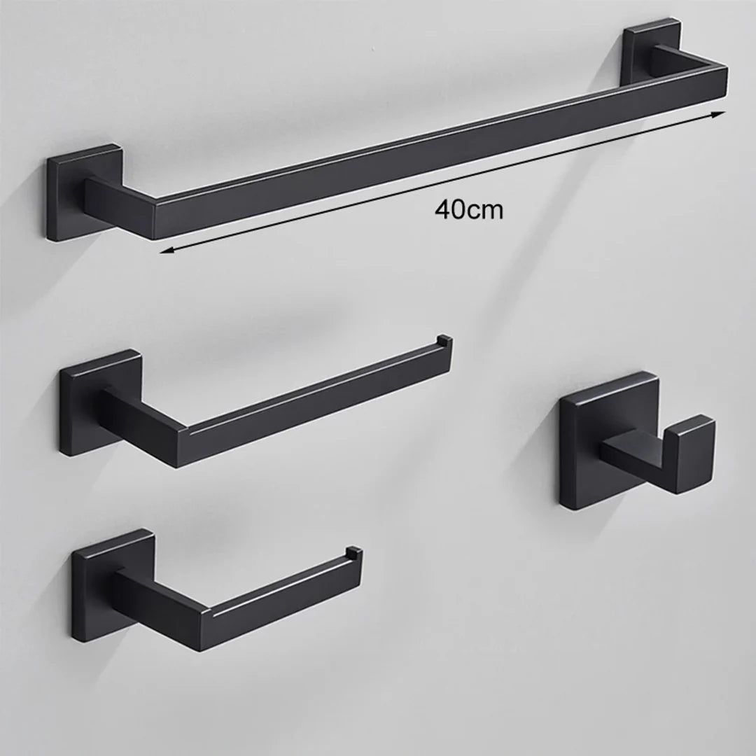 Conjunto Completo de Acessórios para Banheiro 4 Peças Inox 40/60cm com Toalheiro Dourado Escovado