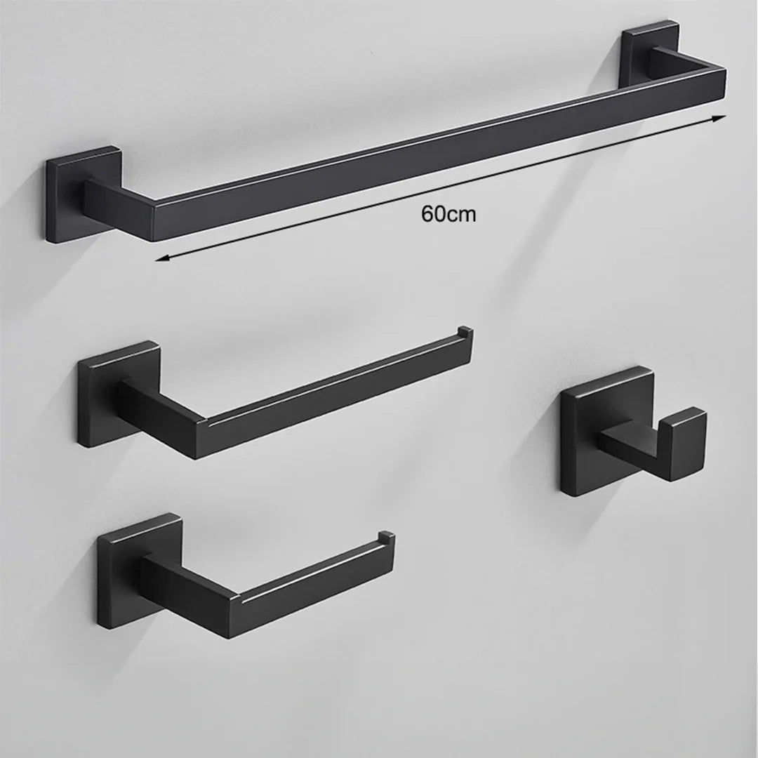 Conjunto Completo de Acessórios para Banheiro 4 Peças Inox 40/60cm com Toalheiro Dourado Escovado