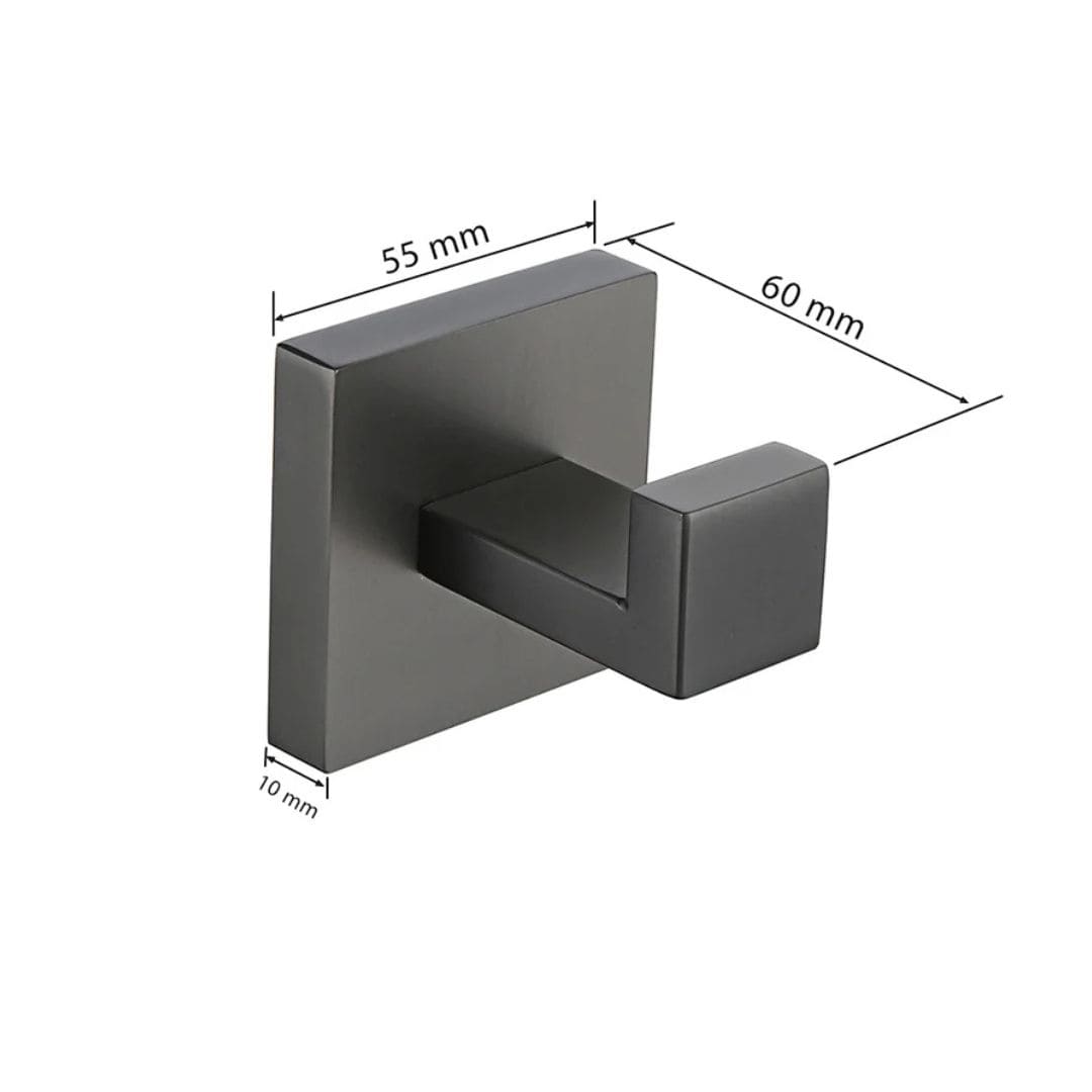 Conjunto Completo de Acessórios para Banheiro 5 Peças Inox - Toalheiro Grafite Escovado